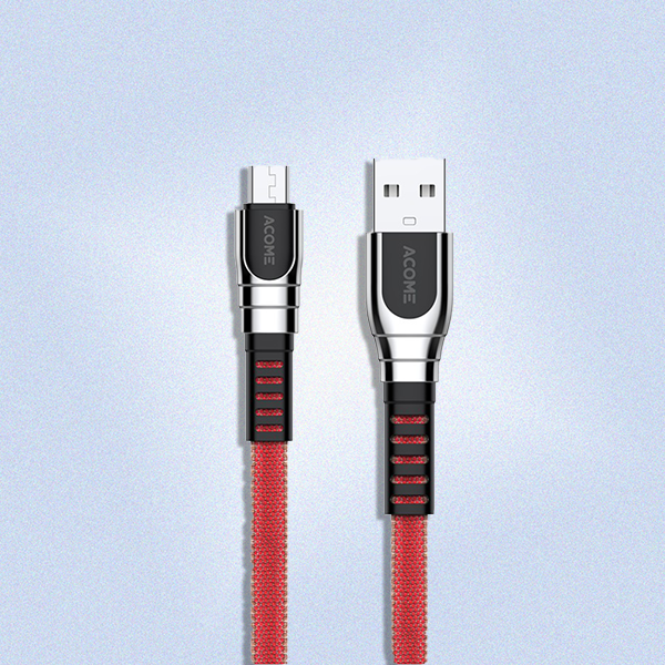Cáp sạc và truyền dữ liệu Micro USB 2.4A ACOME AKM-010 1M - Đỏ, nâu