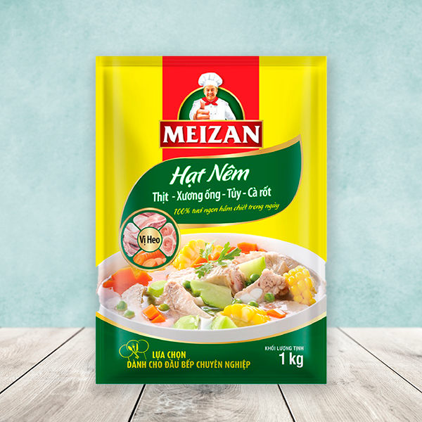 Hạt nêm Meizan thịt, xương ống, tủy, cà rốt - Vị heo - Gói 1kg