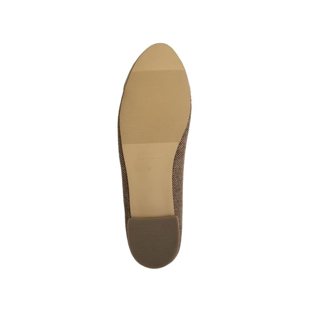 Giày búp bê mũi tròn đính nơ Sablanca BB0058 - Nâu vàng