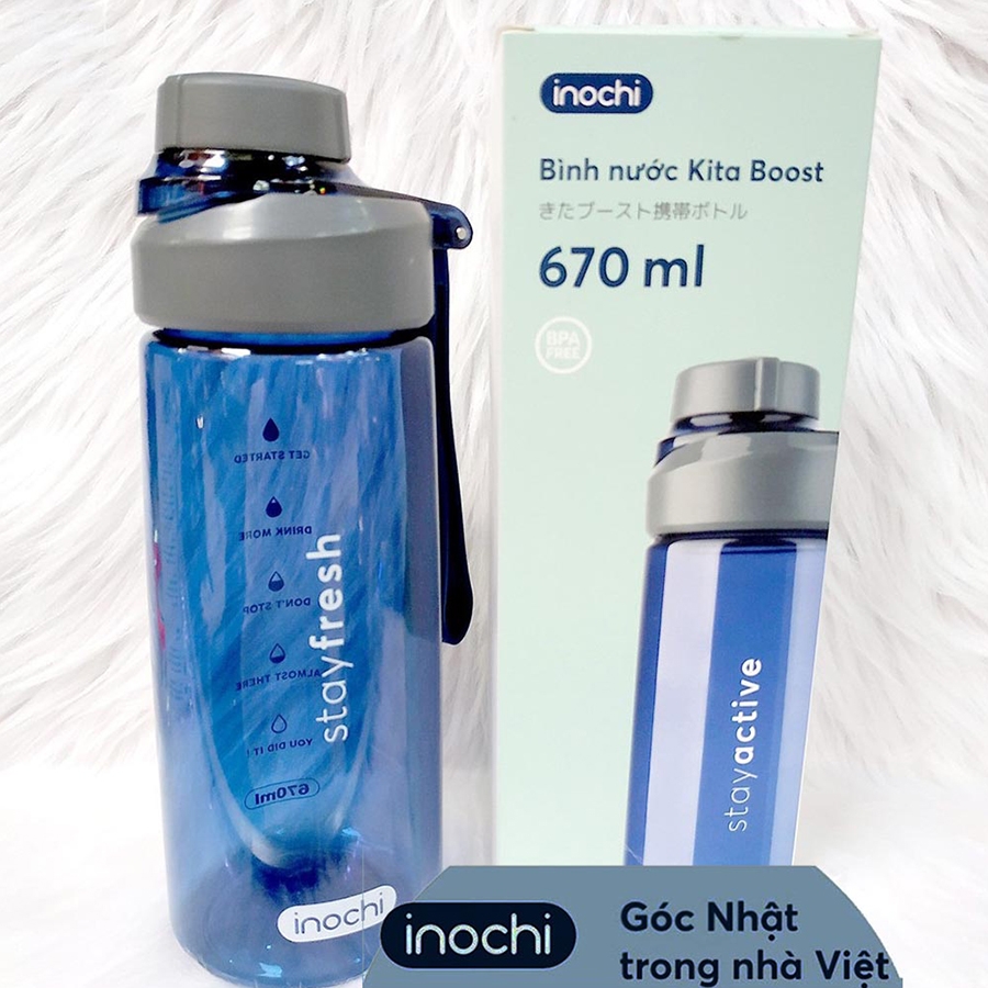 Bình nước Kita Boost 670ml - Ghi sữa