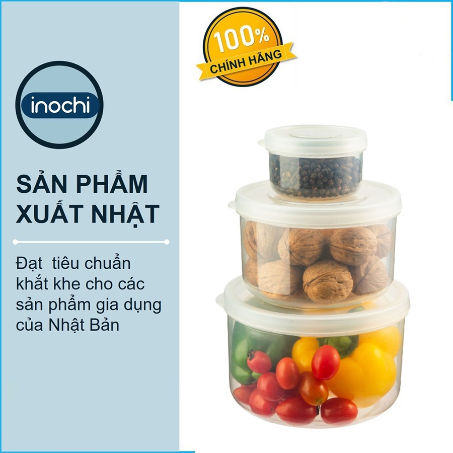 Bộ 3 hộp thực phẩm tròn Hokkaido 750-1500-2500ml - Cam sữa
