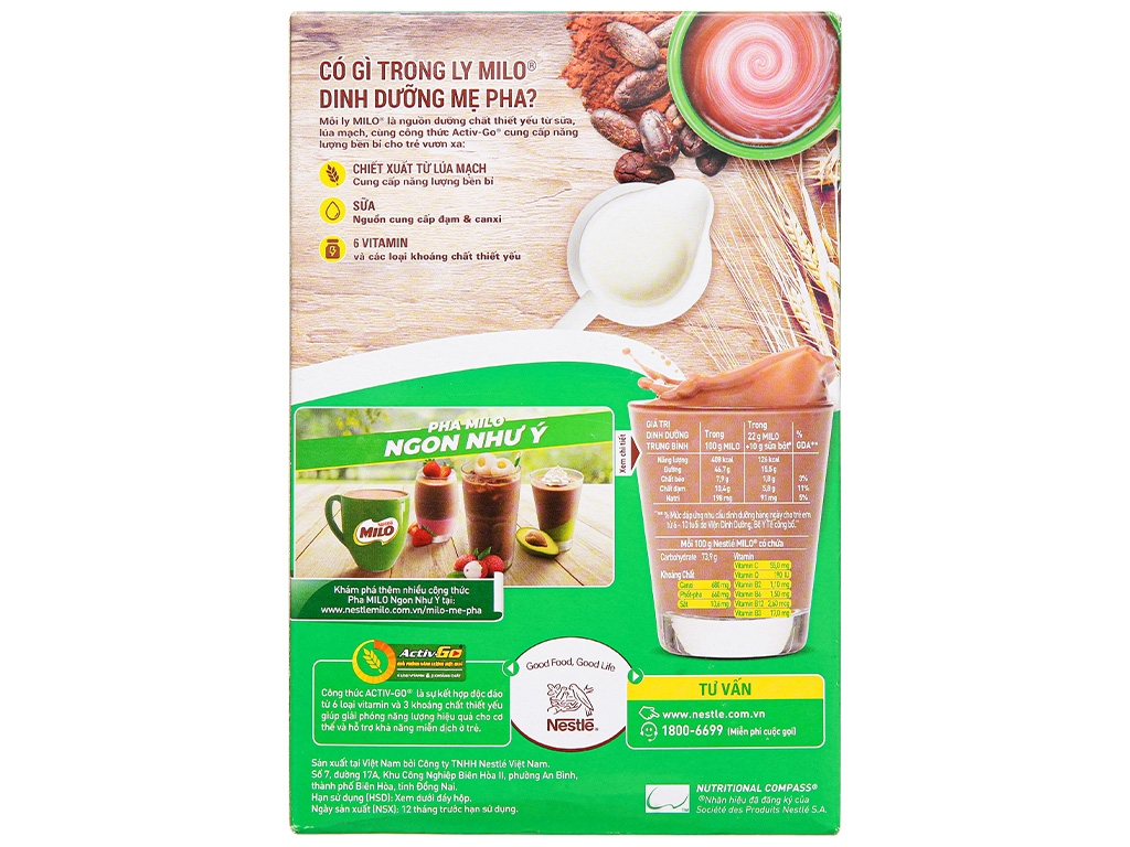 Bột thức uống lúa mạch Milo Active Go hộp 285g