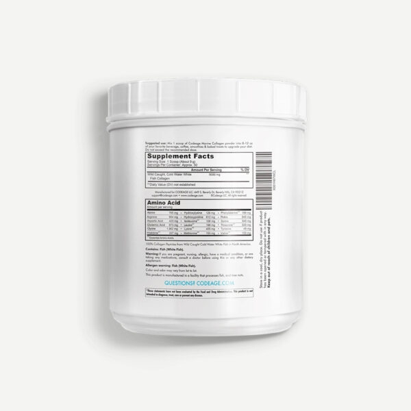 Marine Collagen Peptides Codeage - Unflavored 50 Serving Canister - 450g