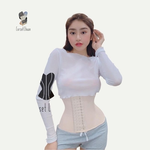 [HCM] Đai nịt bụng giảm mỡ định hình eo thon Latex Corset Chuẩn Châu Âu truyền thống màu da phiên bản không viền chữ