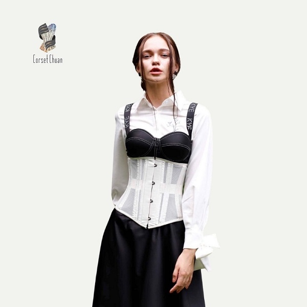 [HCM] Đai nịt bụng Corset lưới Corset Chuẩn thắt dây phía sau siêu định hình eo - MÀU ĐEN