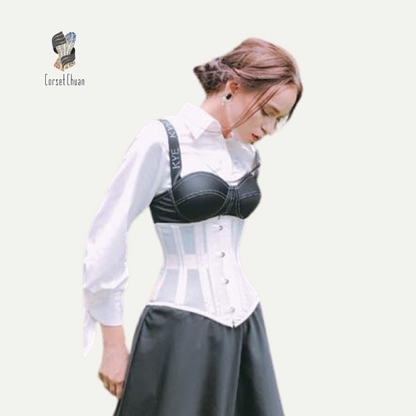 [HCM] Đai nịt bụng Corset lưới Corset Chuẩn thắt dây phía sau siêu định hình eo - MÀU ĐEN