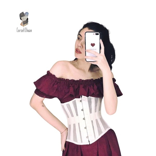 [HCM] Đai nịt bụng Corset lưới Corset Chuẩn thắt dây phía sau siêu định hình eo - MÀU ĐEN