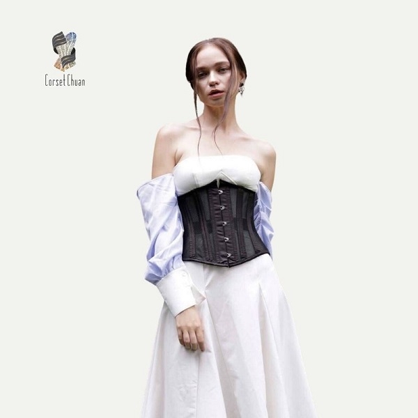 [HCM] Đai nịt bụng Corset lưới Corset Chuẩn thắt dây phía sau siêu định hình eo - Màu đen