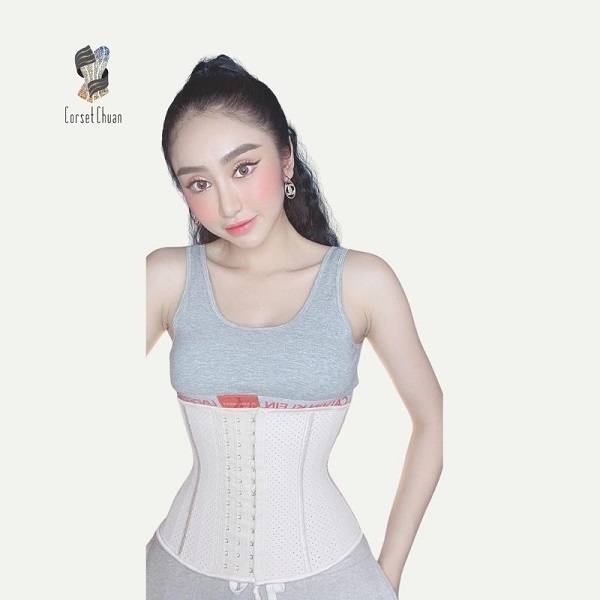 [HCM] Đai nịt bụng giảm mỡ định hình eo thon Latex Corset Chuẩn Châu Âu lưới màu da phiên bản không viền chữ