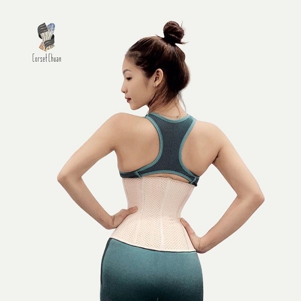 [HCM] Đai nịt bụng giảm mỡ định hình eo thon Latex Corset Chuẩn Châu Âu lưới màu da phiên bản không viền chữ