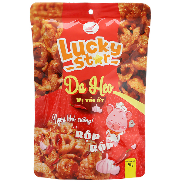 Da heo Lucky Star vị tỏi ớt/ mắm hành gói 25g