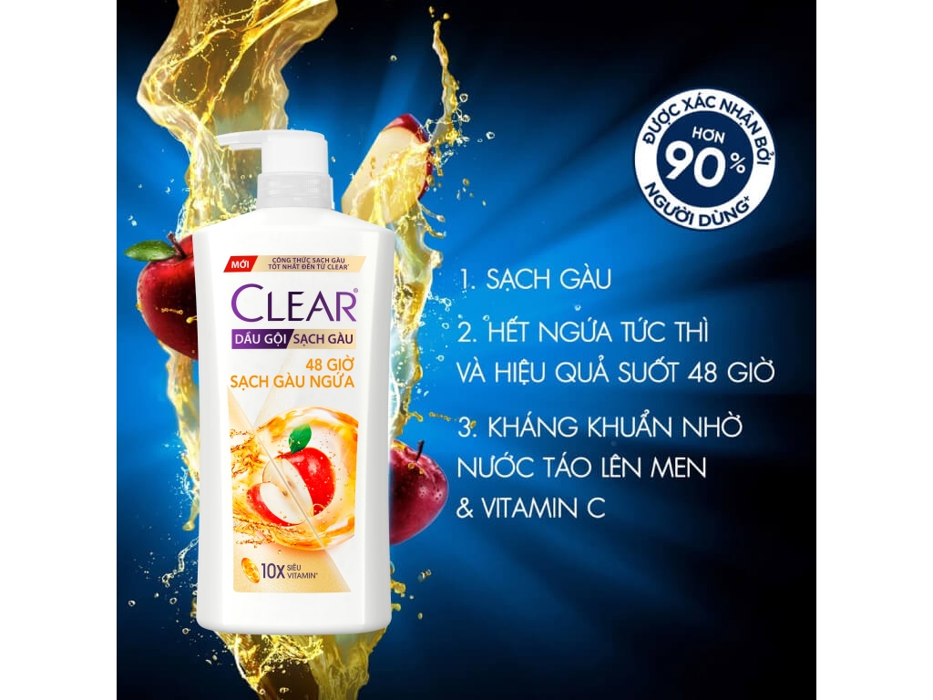 Dầu gội Clear 48 giờ sạch gàu ngứa 880g