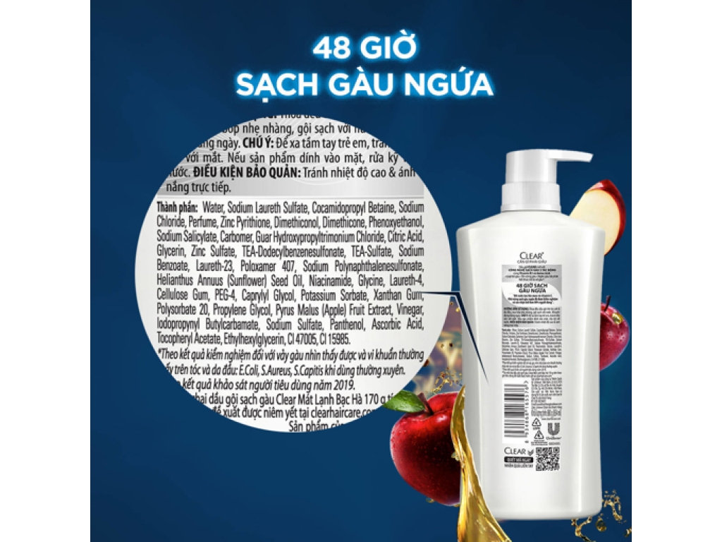 Dầu gội Clear 48 giờ sạch gàu ngứa 630g