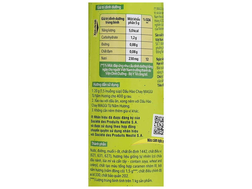 Dầu hào chay Maggi nấm hương chai 350g