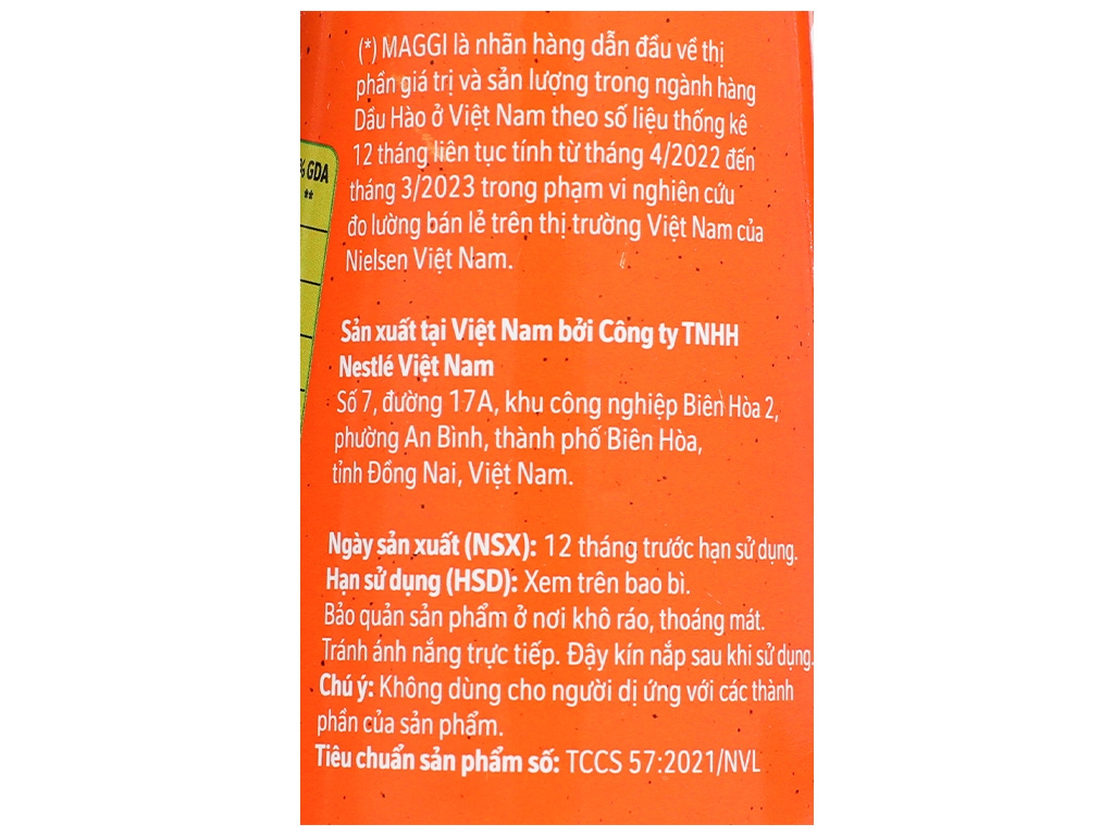 Dầu Hào Maggi Chai 530g từ hào tự nhiên Nhật Bản và Hàn Quốc