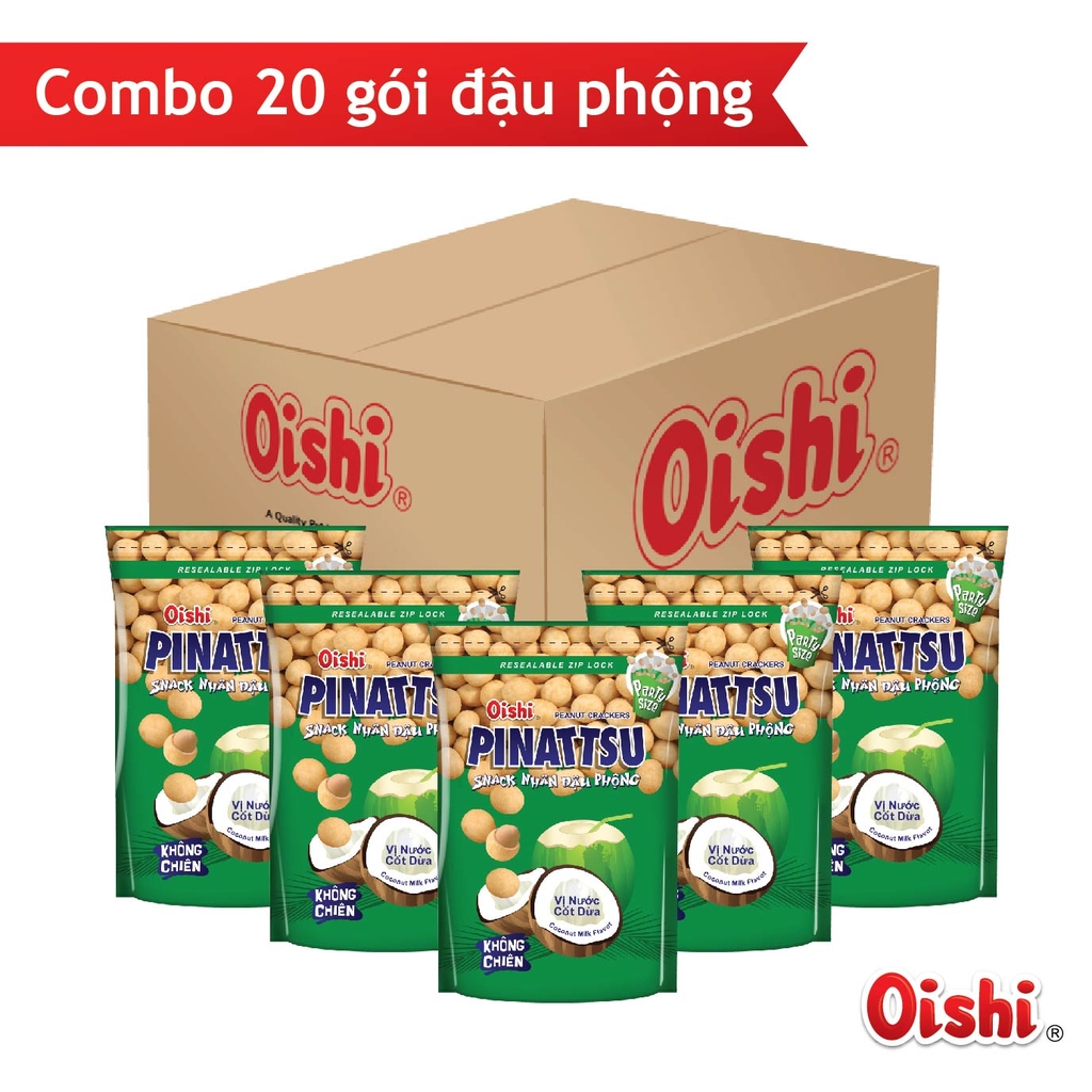 [THÙNG 20] Oishi Pinattsu Snack Đậu Phộng Rang Vị Nước Cốt Dừa Gói 80g