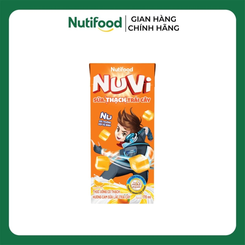 [THÙNG 48] NuVi Thức Uống Sữa Trái Cây Hương Cam/Nho Có Thạch Hộp 170ml
