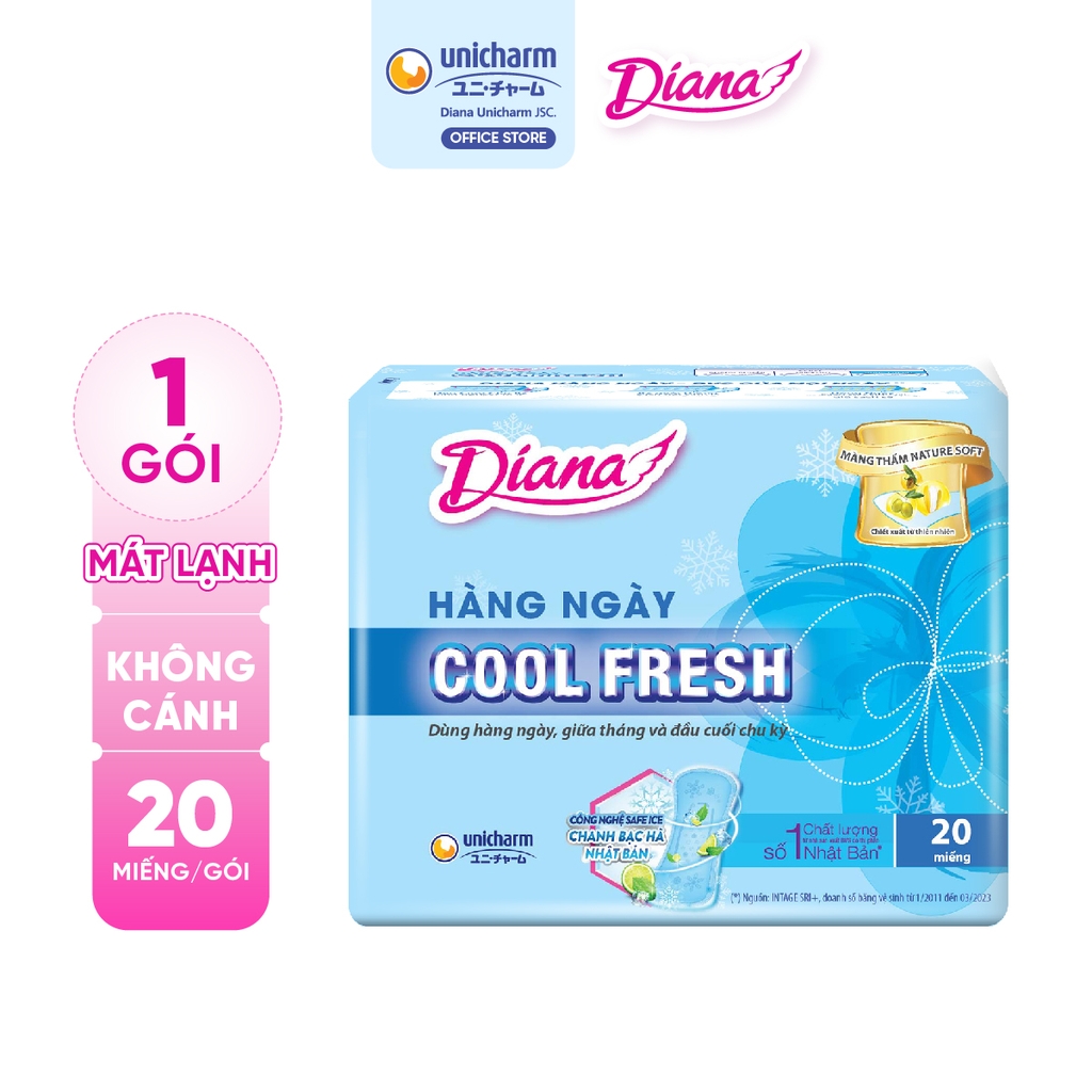 [COMBO 6] Diana Băng vệ sinh Sensi hàng ngày Cool Fresh 20 miếng/gói