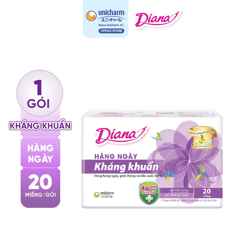 [COMBO 6] Diana Băng vệ sinh hàng ngày Sensi kháng khuẩn 20 miếng/gói