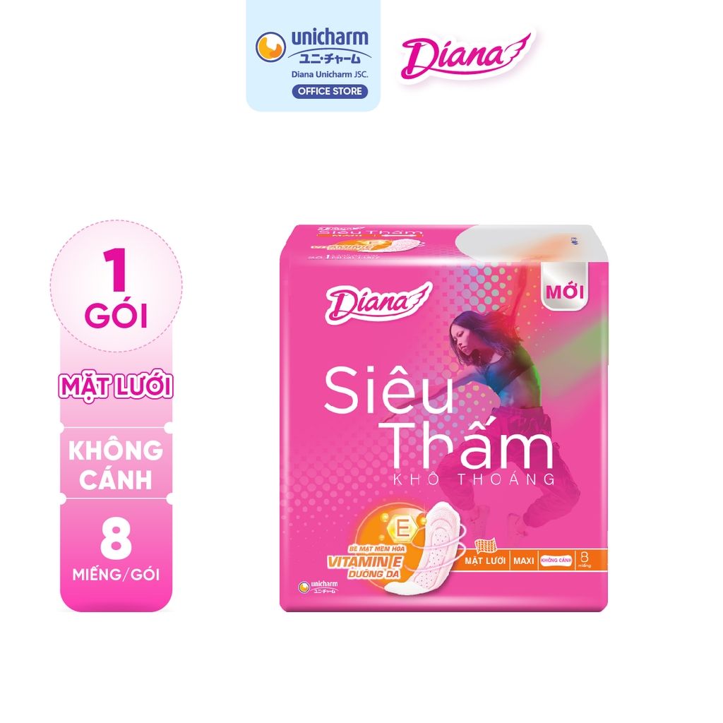 [THÙNG 48] Diana Băng vệ sinh Maxi siêu thấm cánh/không cánh 8 miếng/ gói