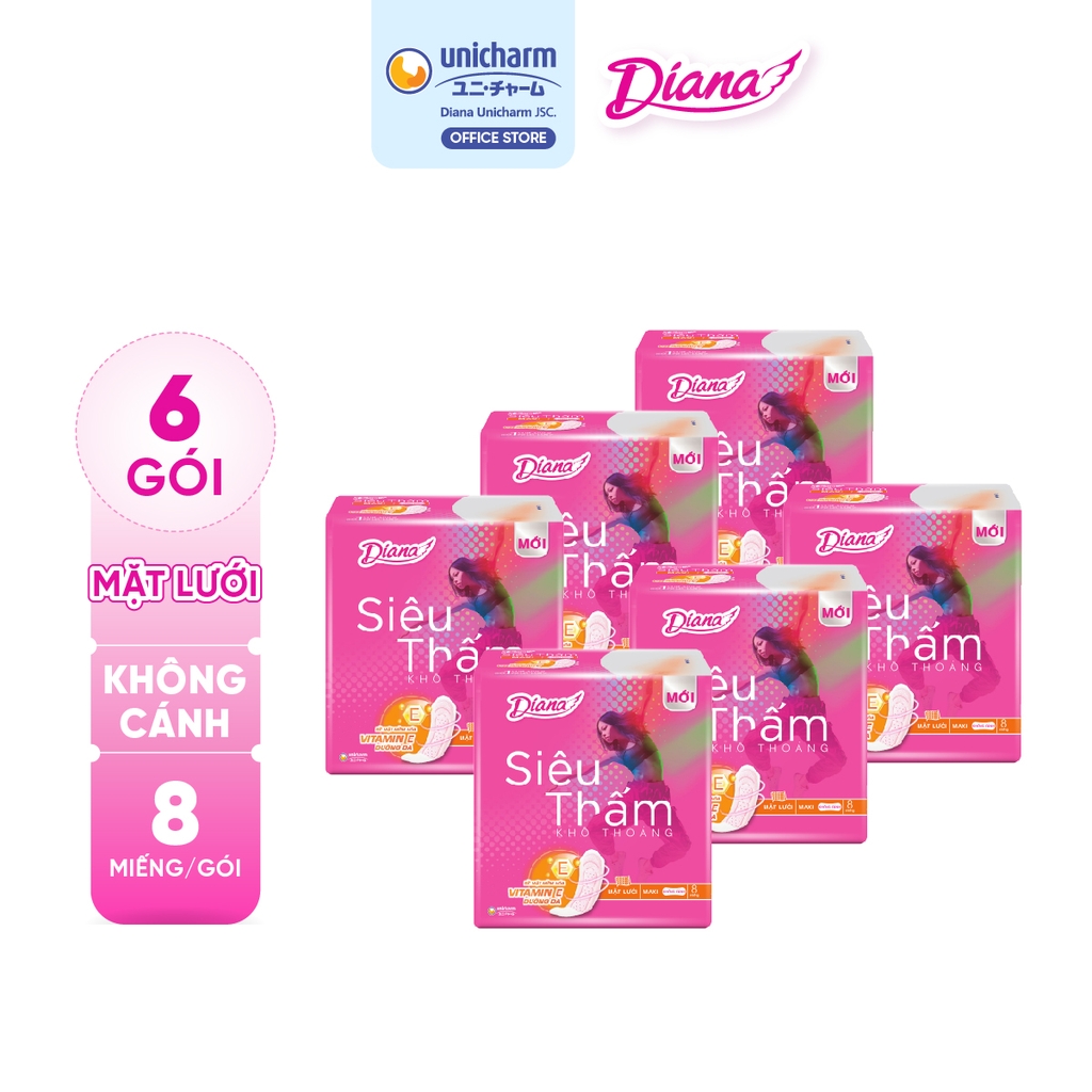 [THÙNG 48] Diana Băng vệ sinh Maxi siêu thấm cánh/không cánh 8 miếng/ gói