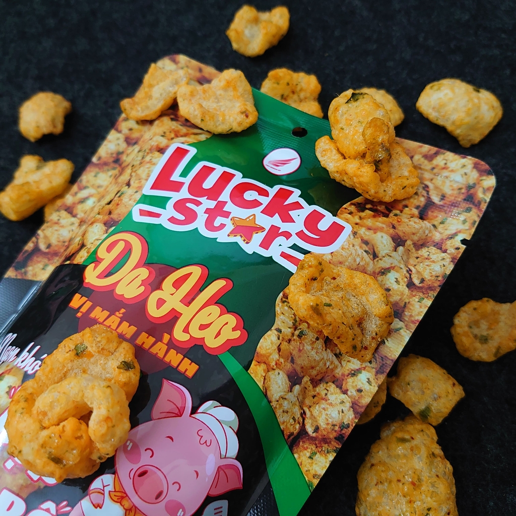 Da heo Lucky Star vị tỏi ớt/ mắm hành gói 25g