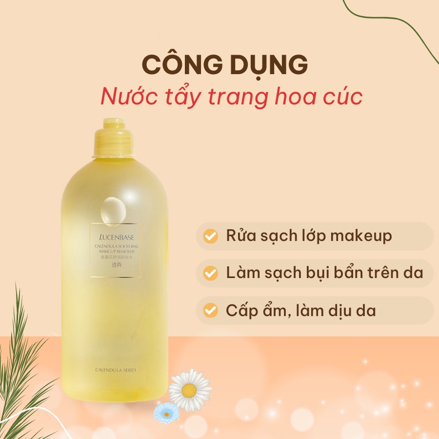 Tẩy trang hoa cúc Lucenbase làm sạch dịu da 500ml