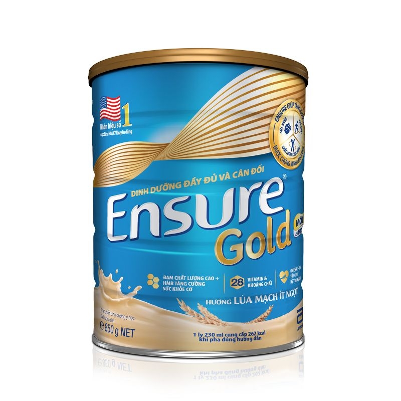 Sữa bột Abbott Ensure Gold ít ngọt 850g