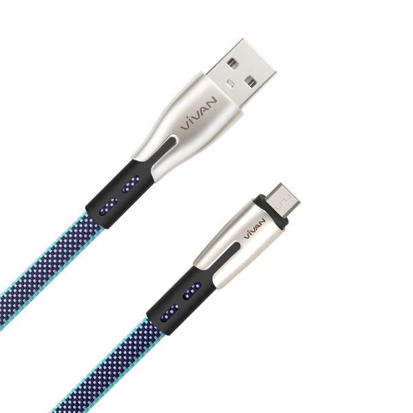 Cáp sạc và truyền dữ liệu micro USB VIVAN BTK-M 2.4A  Android 1m - Trắng, xanh dương
