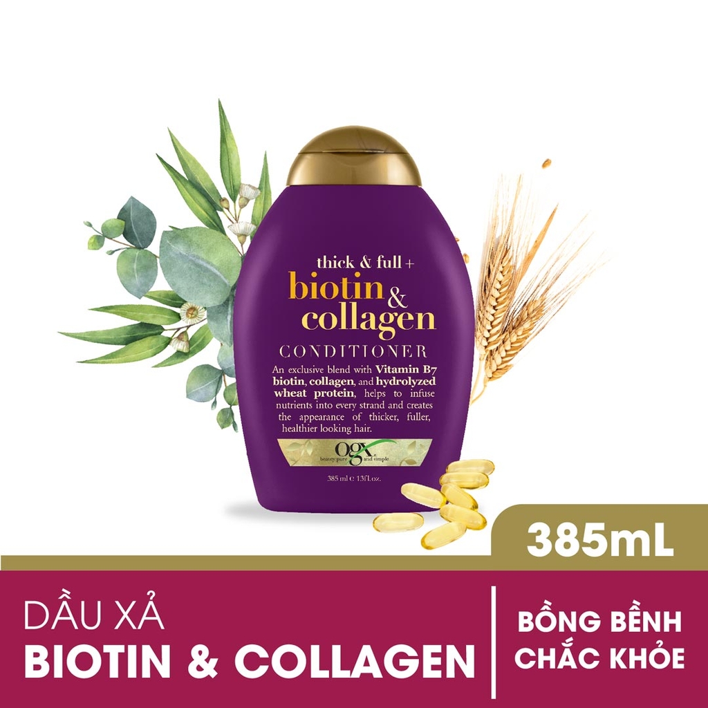 [HCM] Combo Dầu gội xả OGX Biotin Thick & Full 385ml x 2