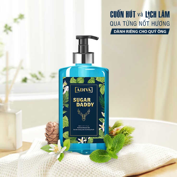 Sữa tắm hương nước hoa kháng khuẩn cho nam Adiva Sugar Daddy 400ml