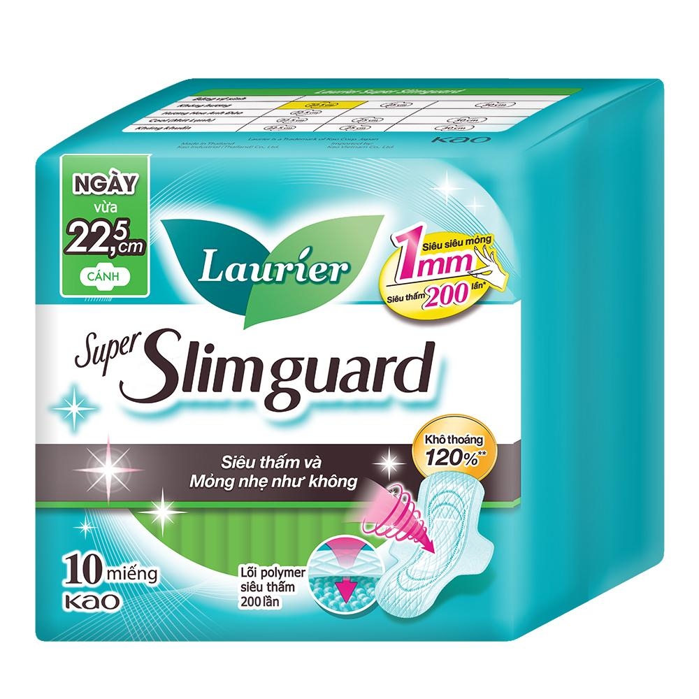 Laurier Băng vệ sinh Siêu Mỏng 1mm Bảo Vệ 22.5cm 10 miếng