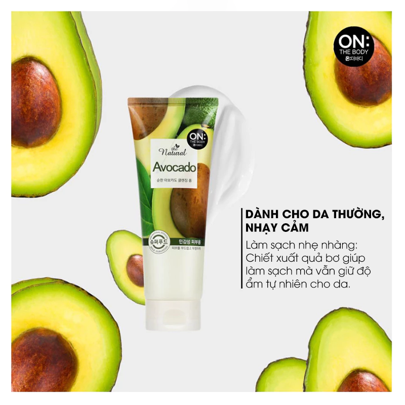 Sữa Rửa Mặt ON: THE BODY The Natural Avocado Mild Cleansing Foam 200g
