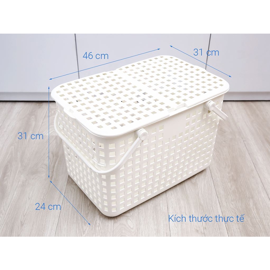 Giỏ xách quai giữa có nắp Nachi - Trắng ngọc