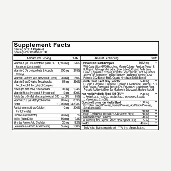 Viên uống cho tóc Hair Vitamins Codeage - Hộp 120 viên