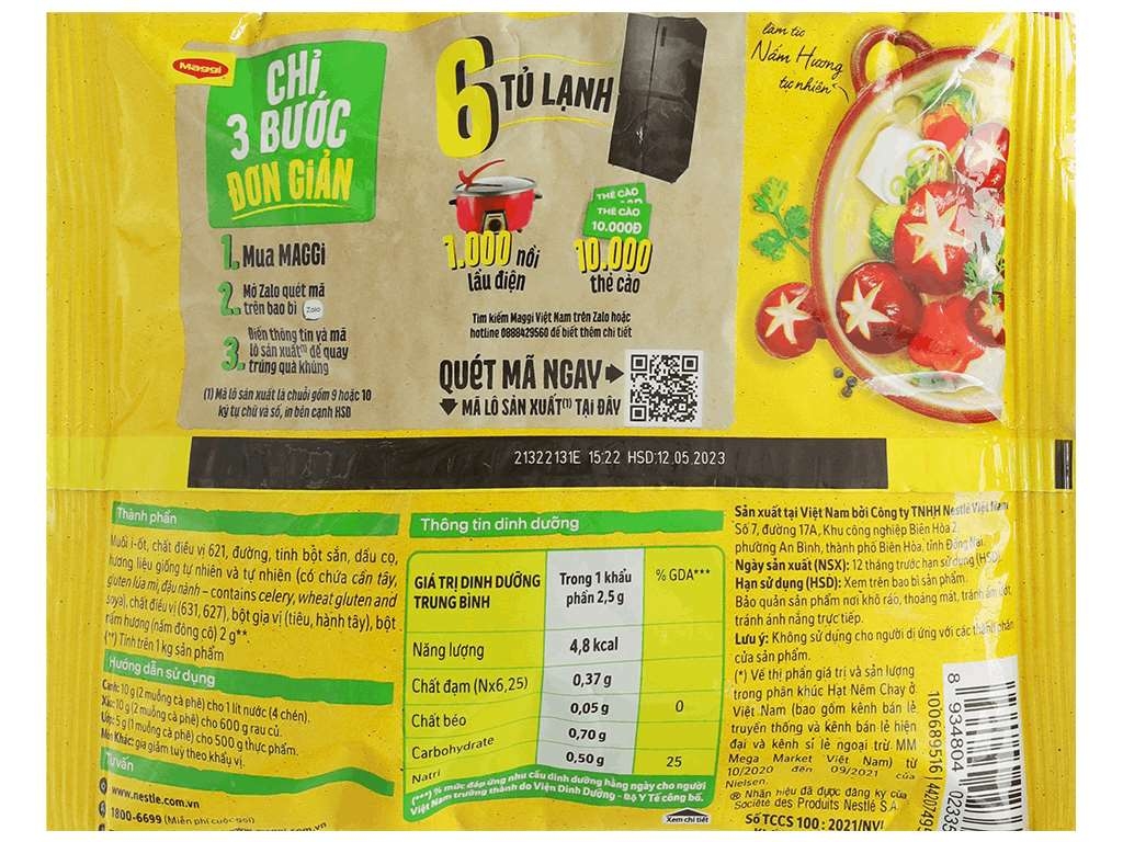Maggi hạt nêm cao cấp nấm hương gói 450g