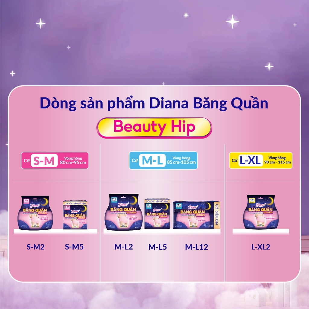 [COMBO 6] Diana Băng Quần Beauty Hip size M-L 5 miếng/gói