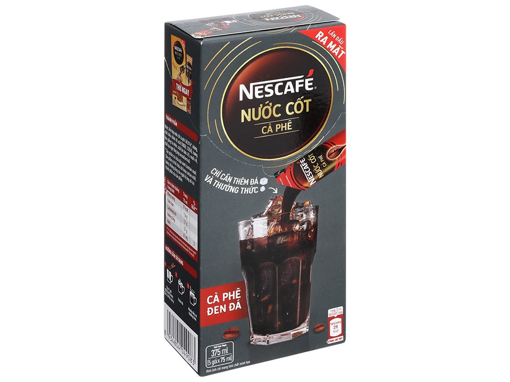 NESCAFE Nước cốt cà phê đen 5*75ml (Hộp 375ml)