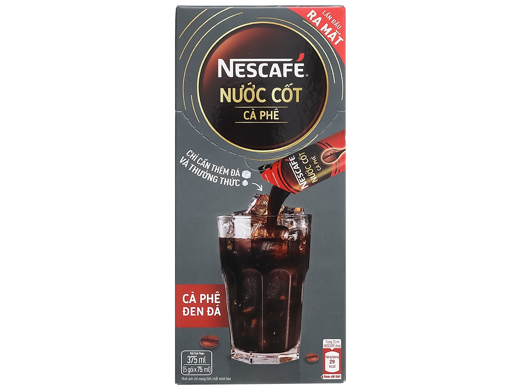 NESCAFE Nước cốt cà phê đen 5*75ml (Hộp 375ml)