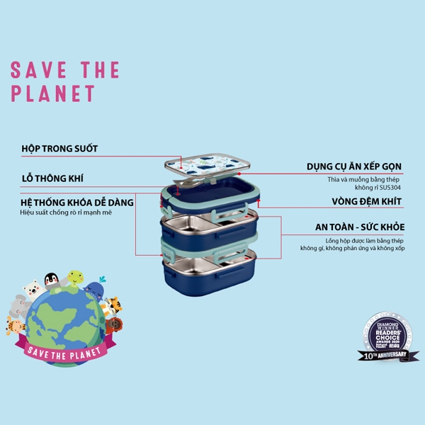 [HCM] Camen 2 ngăn La Gourmet Save The Planet 1650ml - 375957