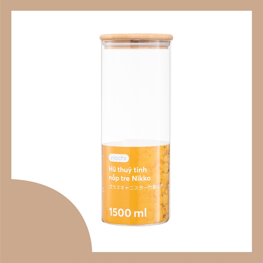 Hũ thuỷ tinh nắp tre Nikko 1500ml