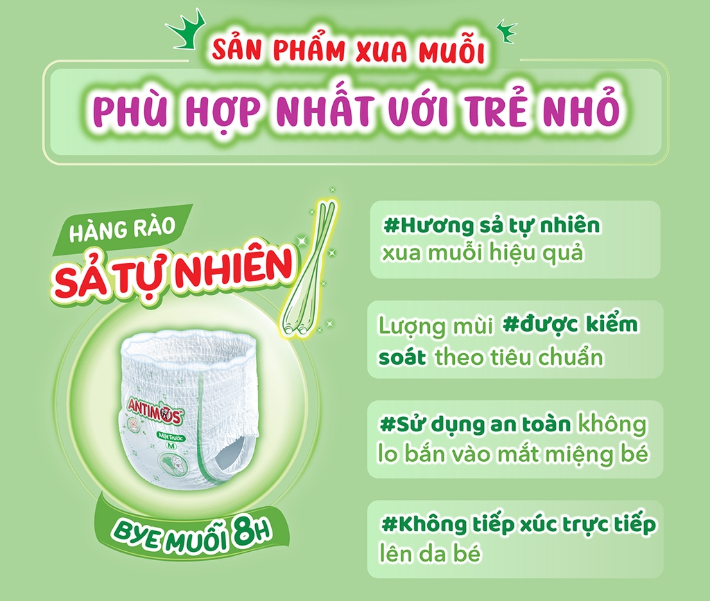 [COMBO 3] Bobby Tã bỉm Quần Antimos Xua Muỗi M52/L50/XL48/XXL46 miếng cho bé