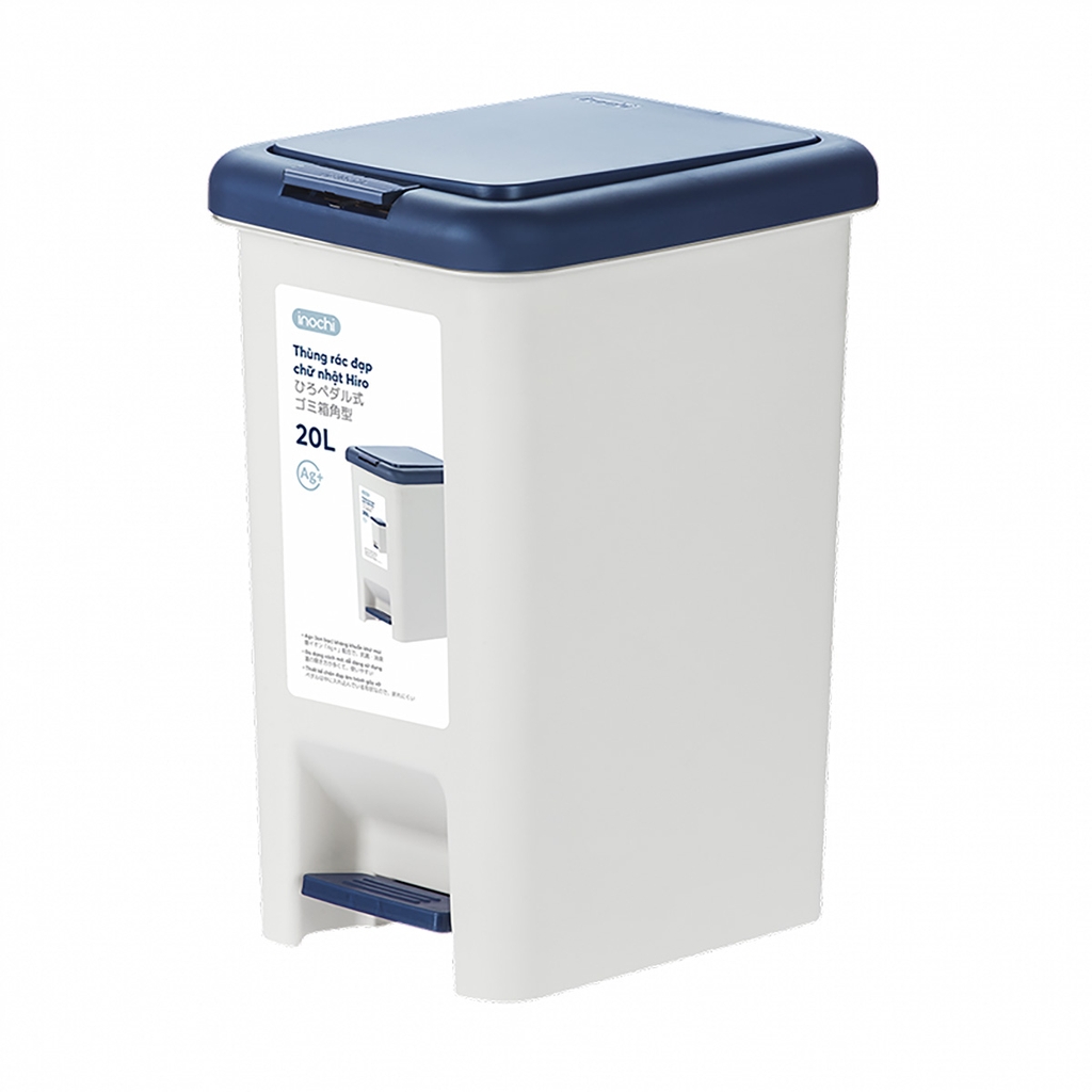 Thùng rác đạp chữ nhật Hiro 20L (Kèm ruột)