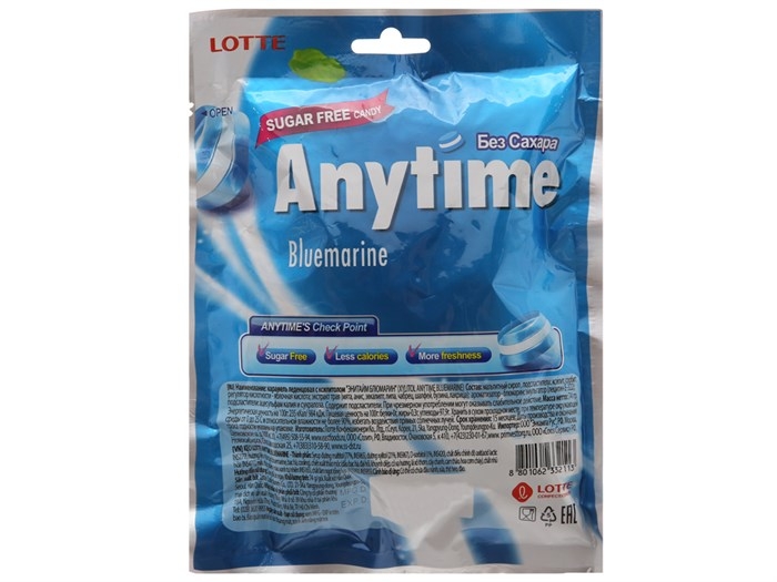 Kẹo ngậm Lotte Anytime Bluemarine hương bạc hà gói 60g