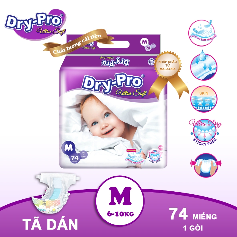 [Tặng 1 cây rửa bình Pur] Tã dán Drypro M74