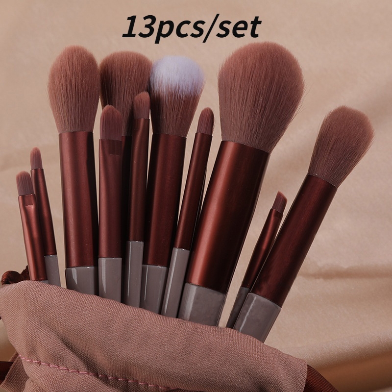 Combo set 13 Cọ Trang Điểm Lông Mềm - Nâu