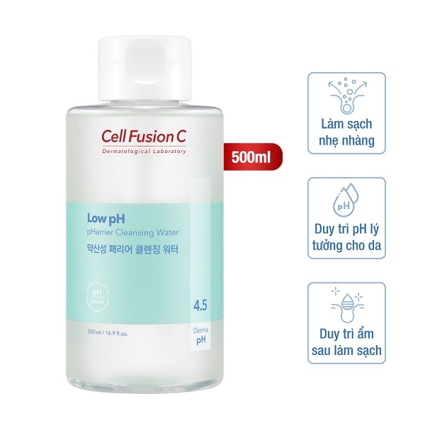 [HCM] Nước rửa mặt cấp ẩm cân bằng pH da Cell Fusion C Low PH Pharrier Cleansing Water 500ml