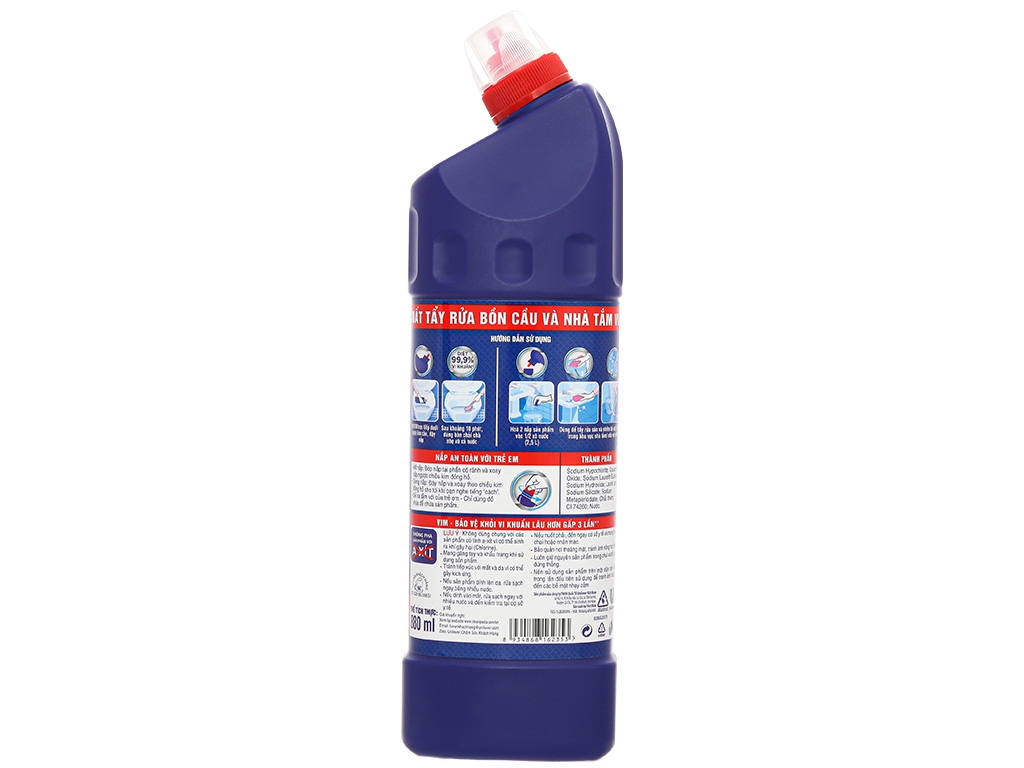 Nước tẩy bồn cầu & nhà tắm VIM diệt khuẩn xanh biển chai 500ml