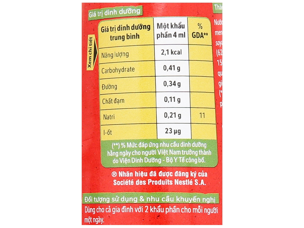 Maggi nước tương đậu nành đậm đặc chai 700ml