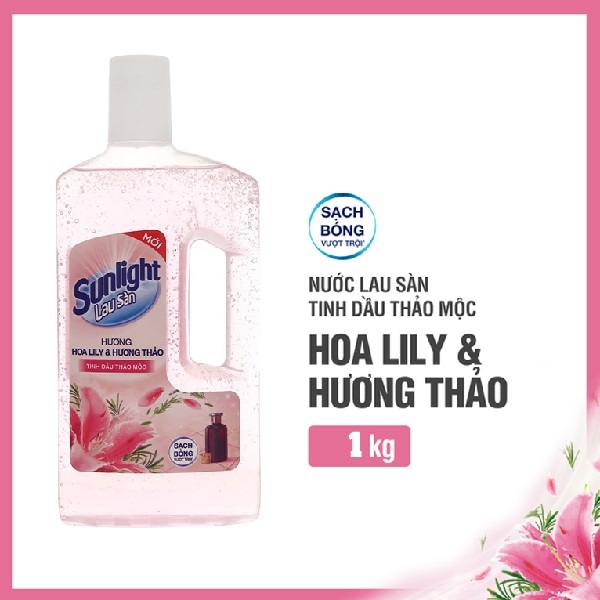 Nước lau sàn Sunlight tinh dầu thảo mộc hương lily  và hương thảo  - Chai 1kg